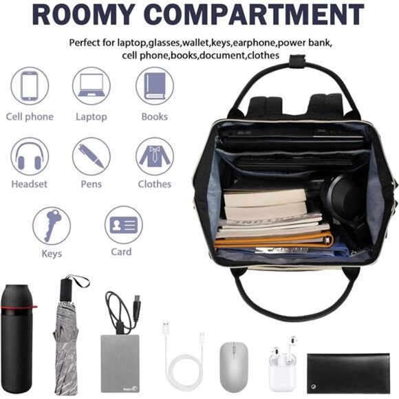 17 Inch Laptop Backpack for Women Men Fashion Computer Work Bag, Large - Picture 5 of 7